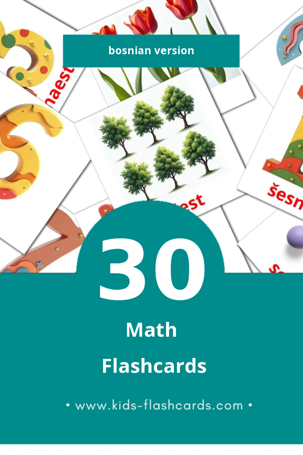 Visual Maths Flashcards for Toddlers (30 cards in Bosnian)