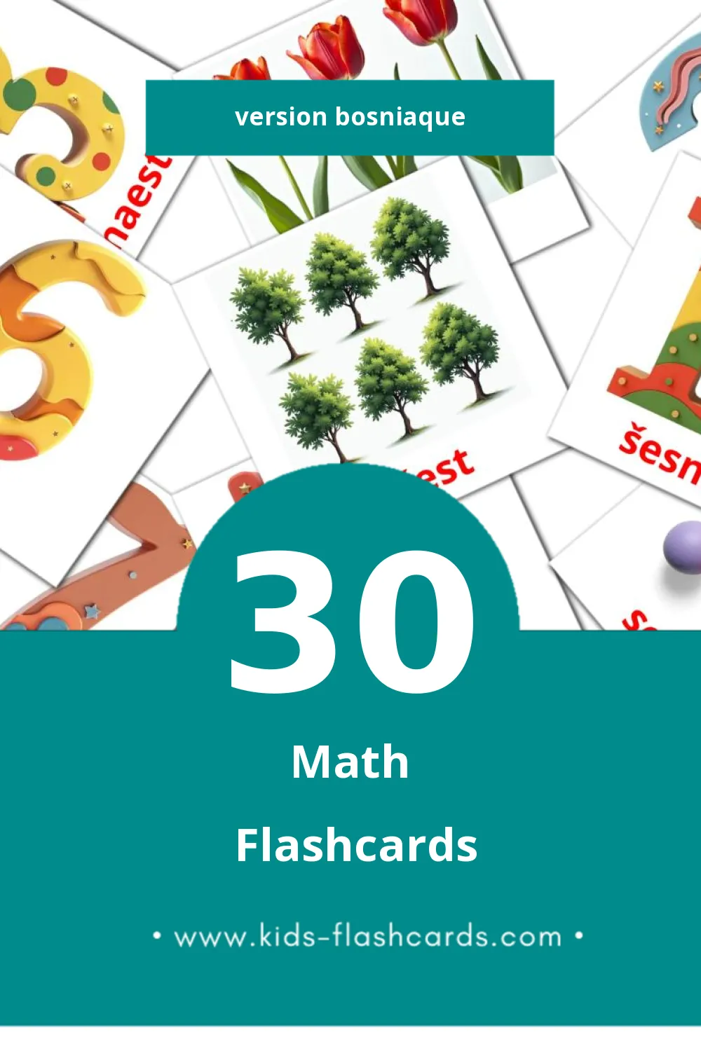 Flashcards Visual Maths pour les tout-petits (30 cartes en Bosniaque)