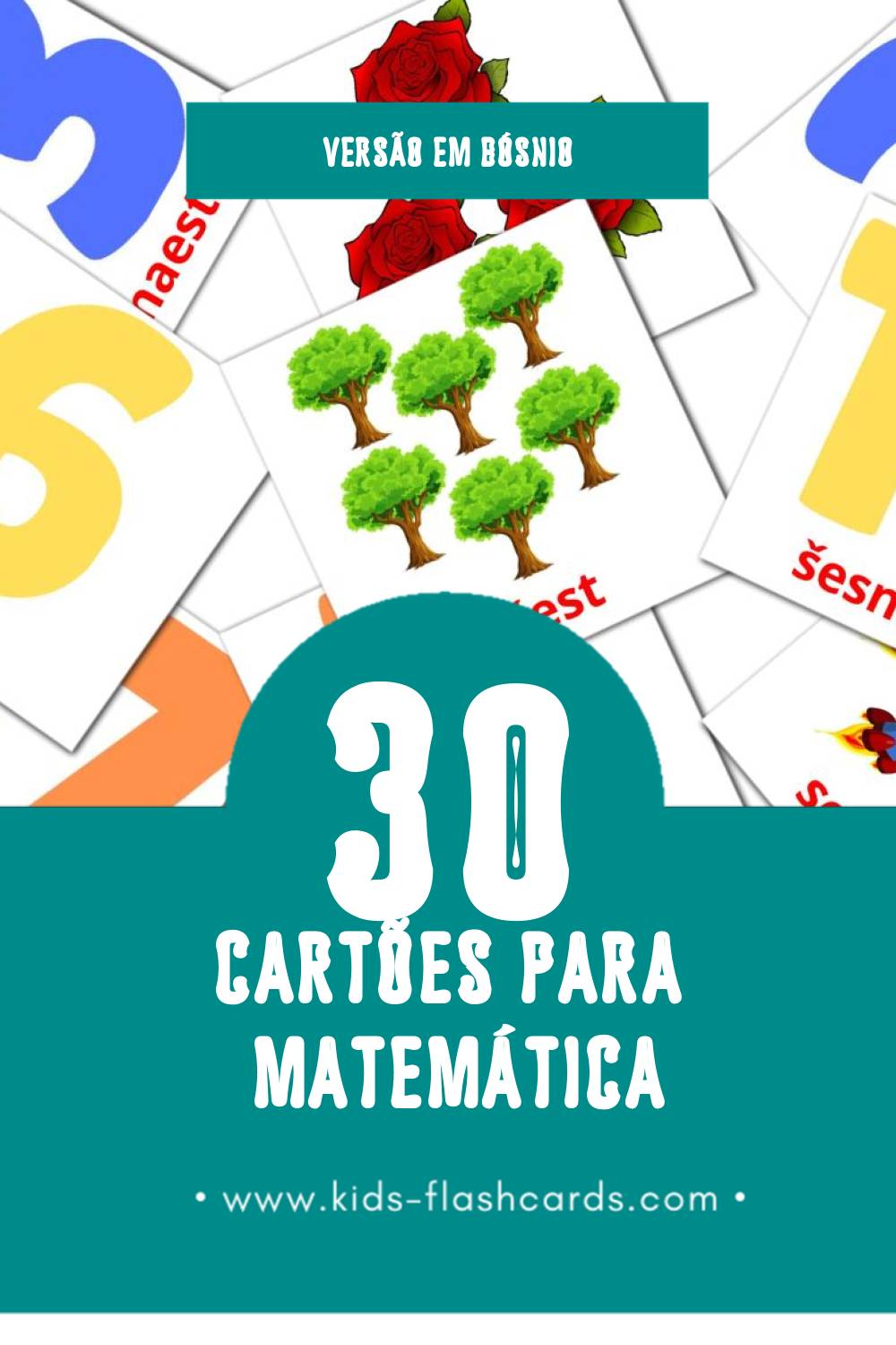 Flashcards de Maths Visuais para Toddlers (30 cartões em Bósnio)