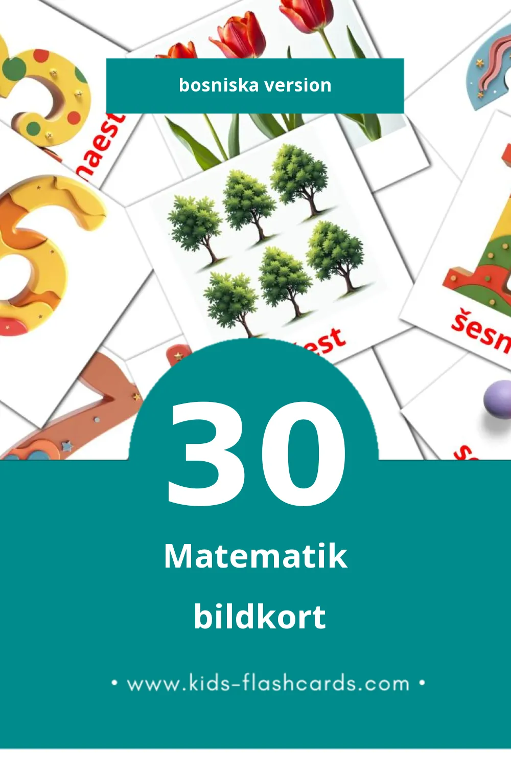 Visuella Maths för småbarn (30 bildkort för barn på Bosniska)