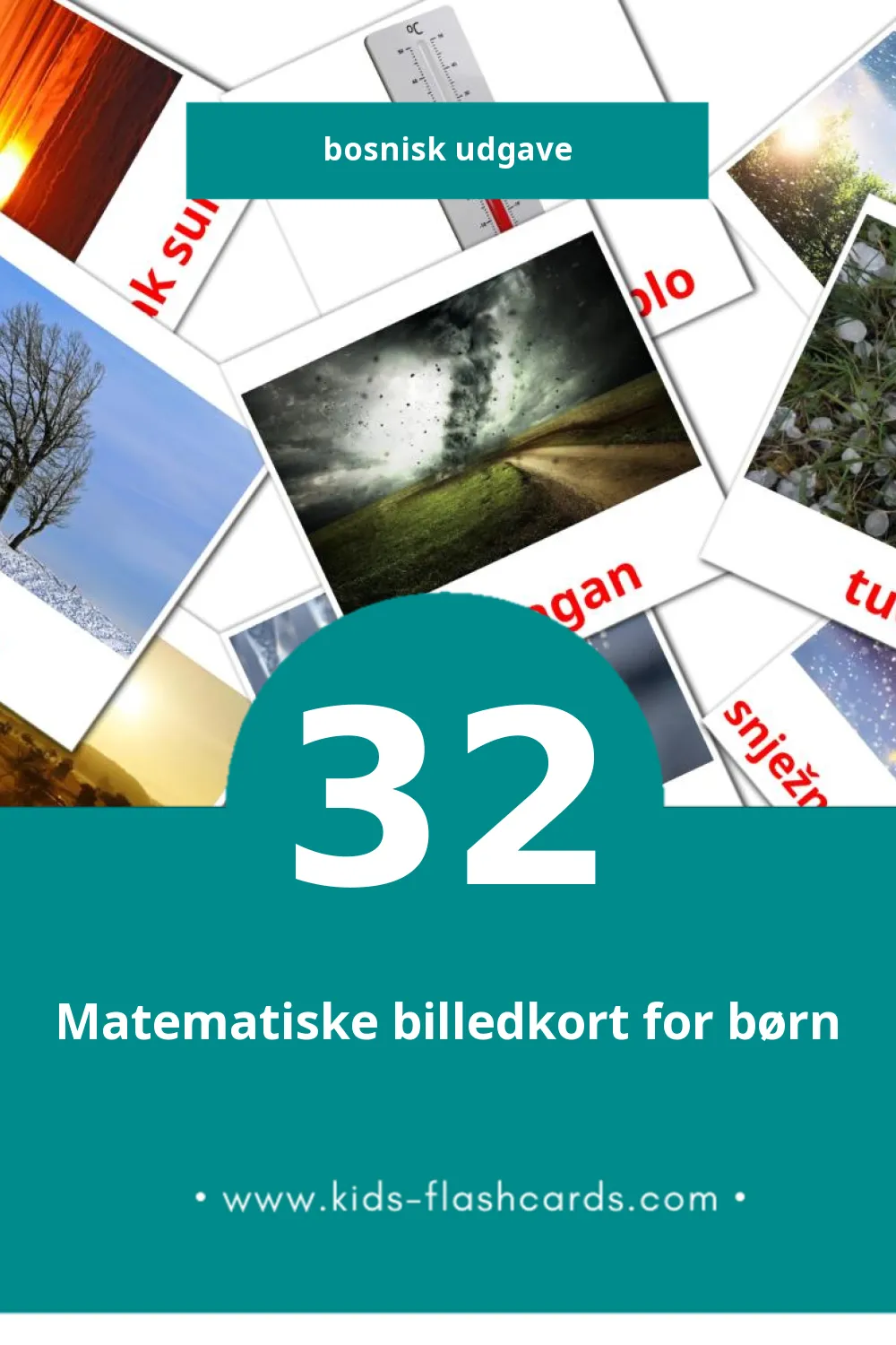 Visuelle billedkort for børn om priroda til småbørn (32 kort på Bosnisk)