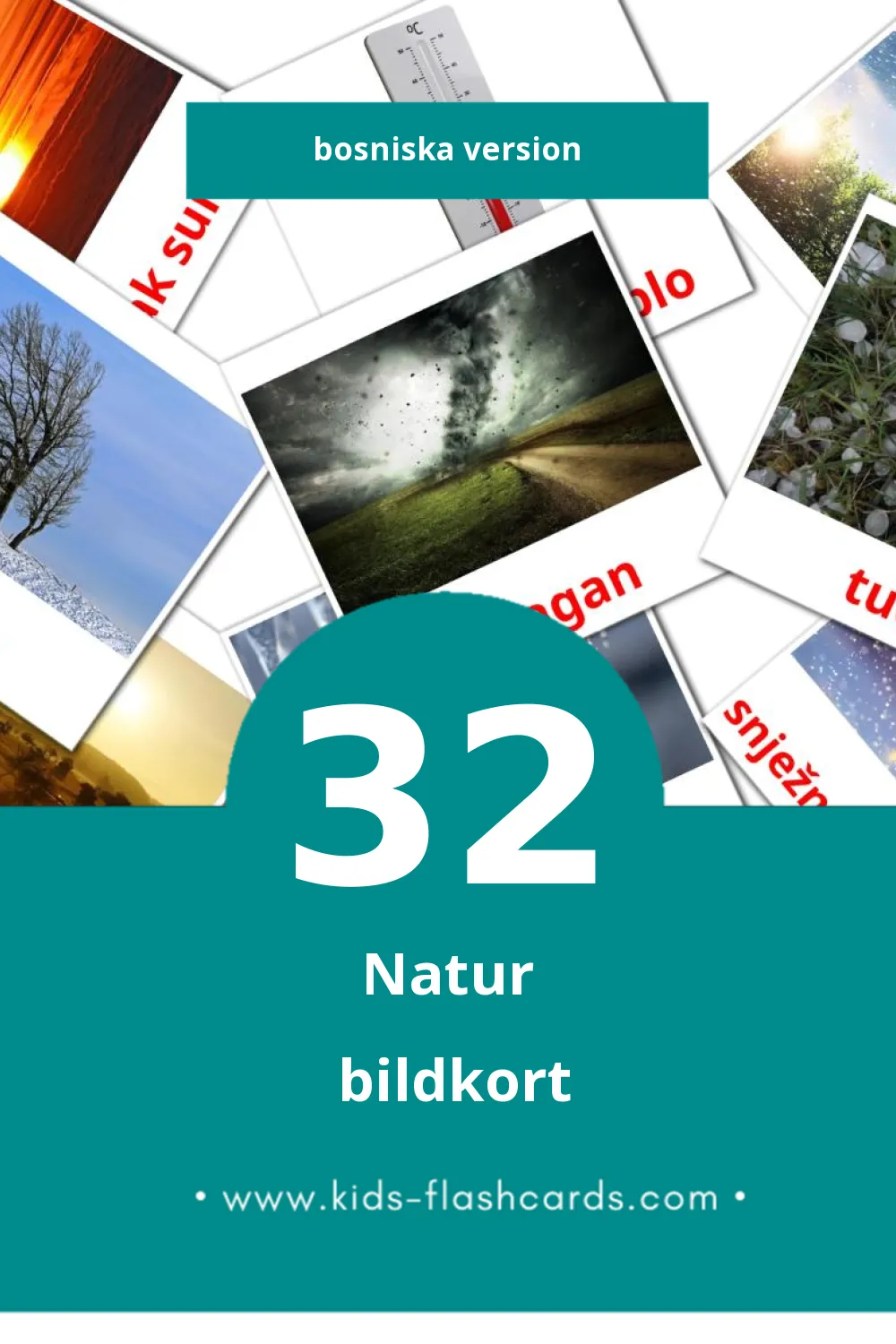 Visuella priroda för småbarn (32 bildkort för barn på Bosniska)