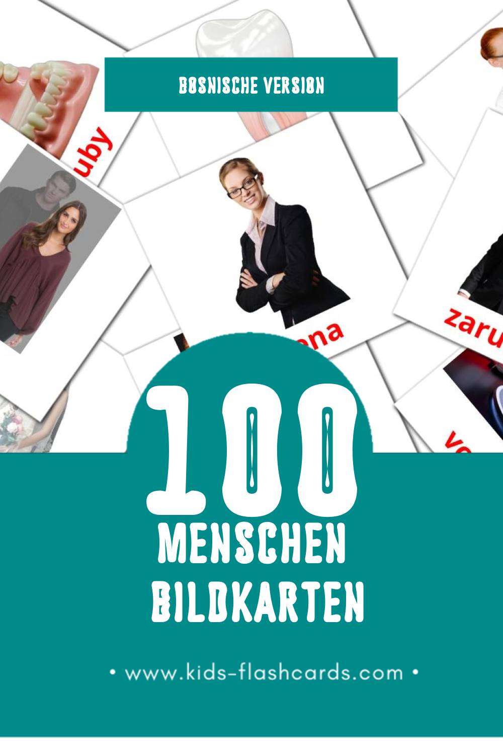 Visual Ljudi Flashcards für Kleinkinder (100 Karten in Bosnisch)