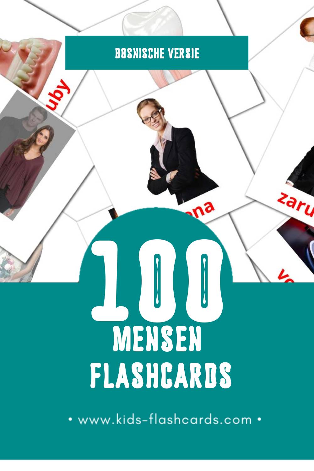 Visuele Ljudi Flashcards voor Kleuters (100 kaarten in het Bosnisch)