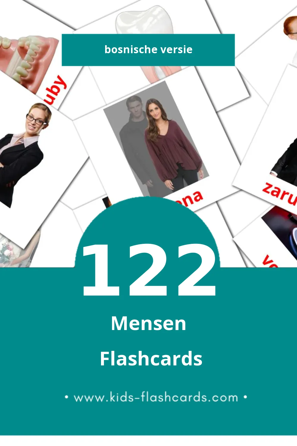 Visuele Ljudi Flashcards voor Kleuters (122 kaarten in het Bosnisch)