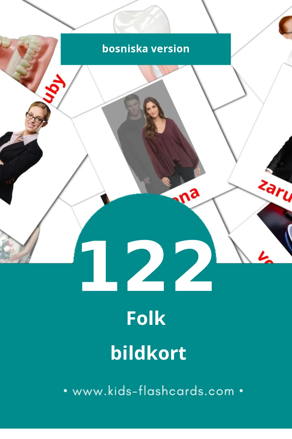Visuella Ljudi för småbarn (122 bildkort för barn på Bosniska)