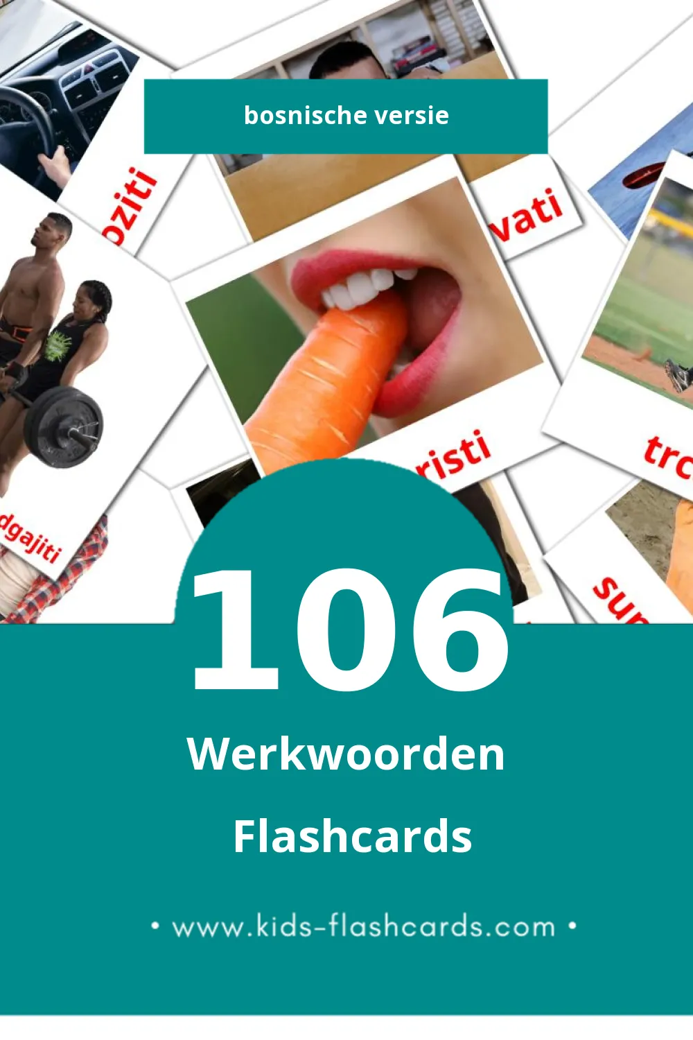 Visuele Glagoli Flashcards voor Kleuters (106 kaarten in het Bosnisch)