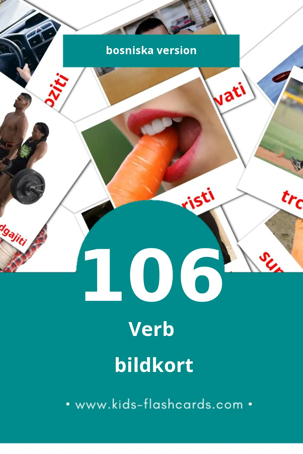 Visuella Glagoli för småbarn (106 bildkort för barn på Bosniska)