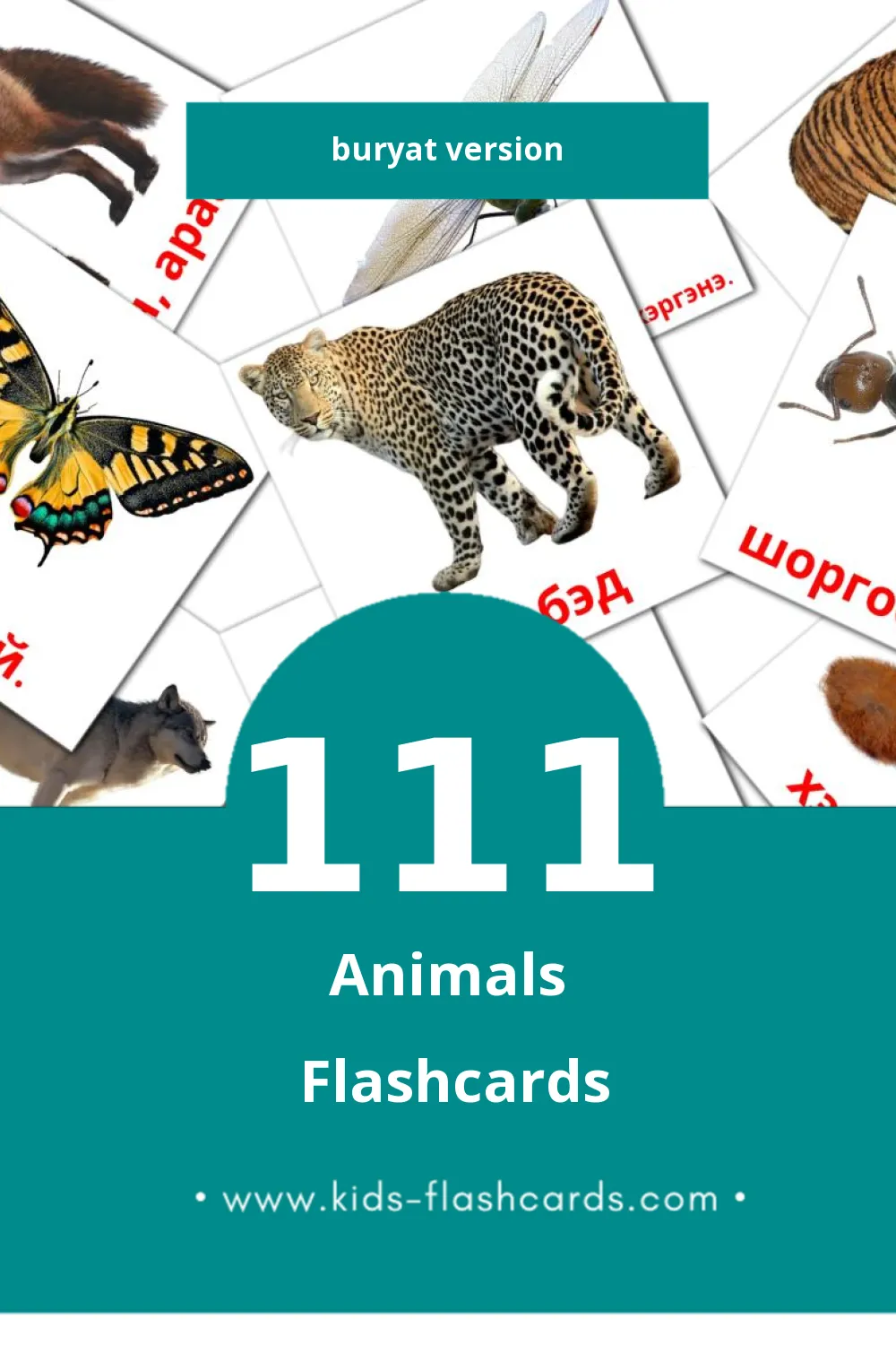 Visual Амитан Flashcards for Toddlers (111 cards in Buryat)