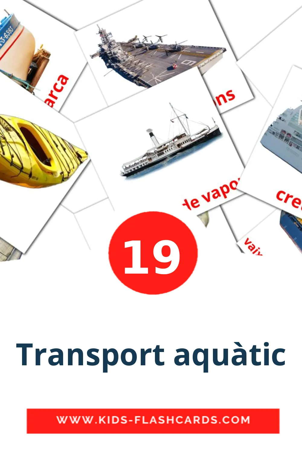 19 Transport aquàtic Bildkarten für den Kindergarten auf Katalanisch
