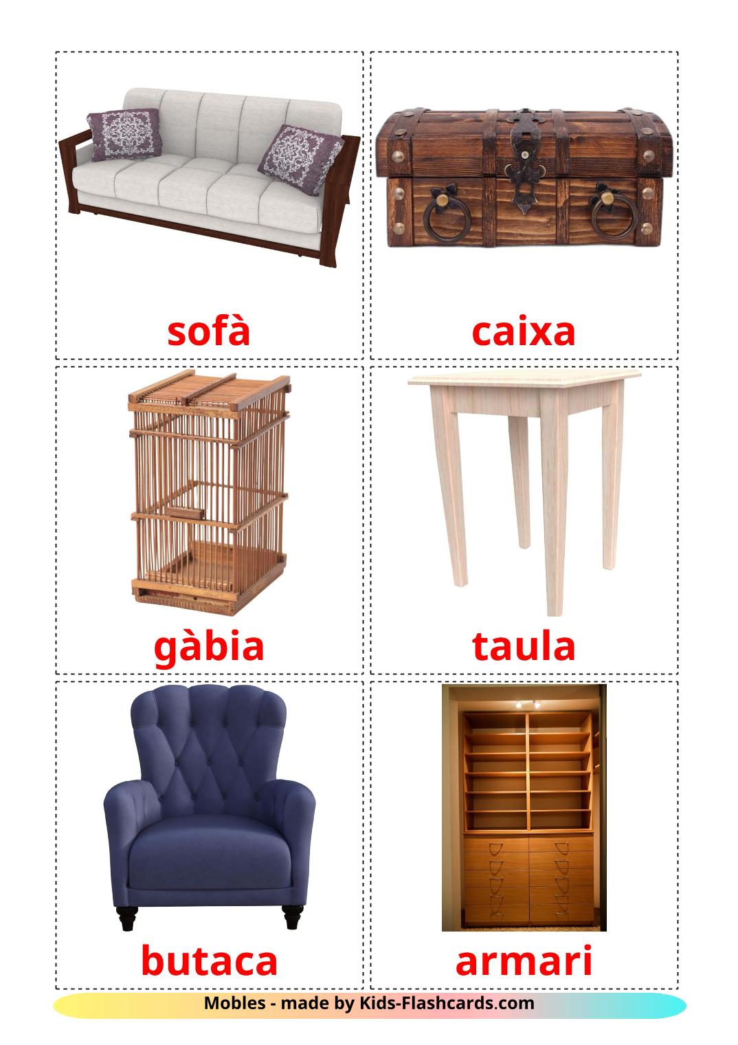 Furniture - 28 Free Printable catalan Flashcards 