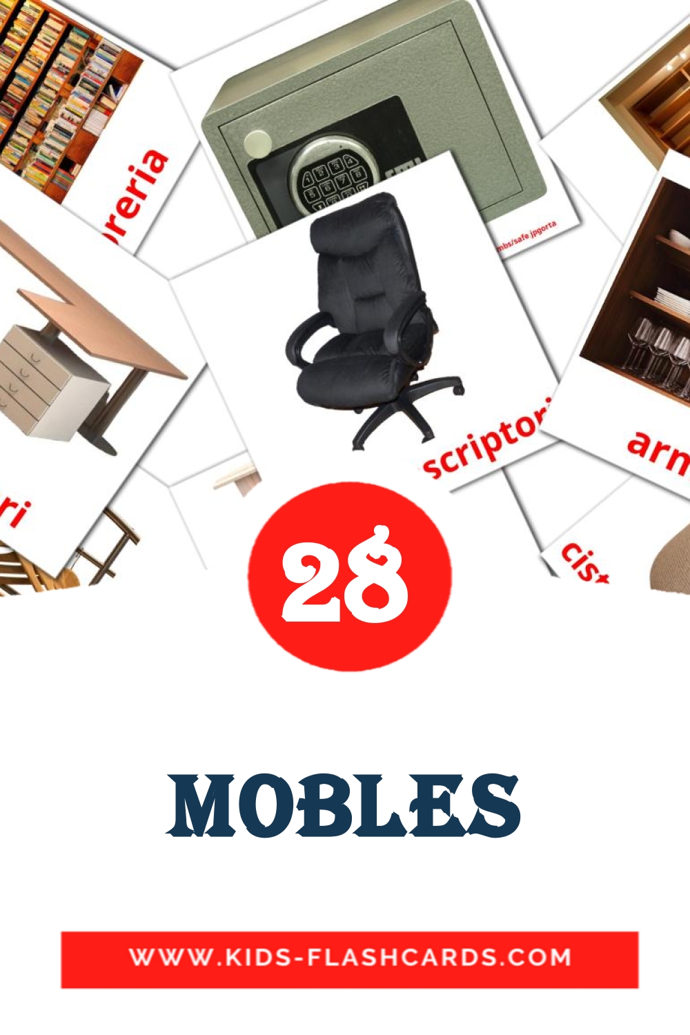28 carte illustrate di Mobles per la scuola materna in catalano