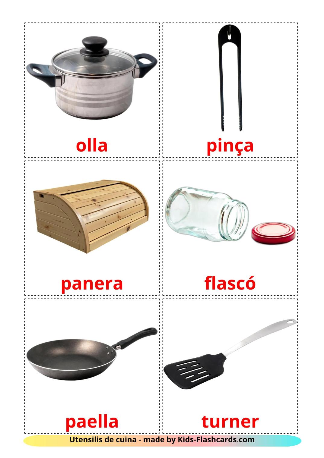Utensilios de cocina - 31 fichas de catalán para imprimir gratis 