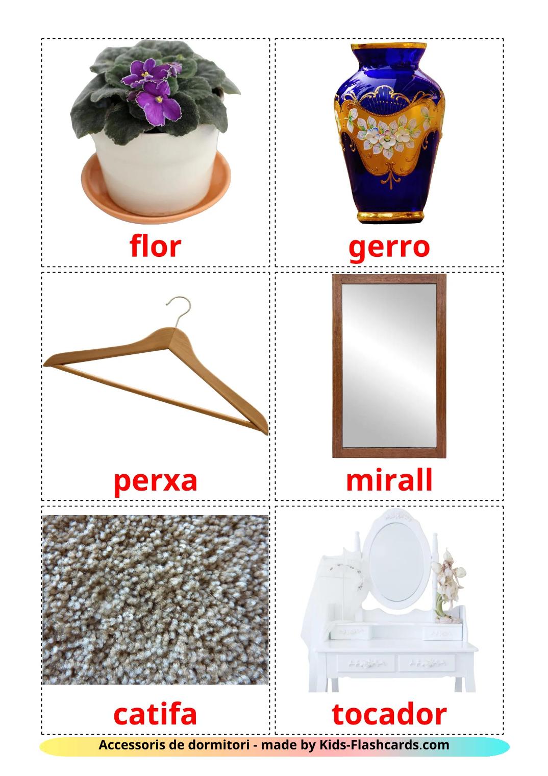 Accessori per la camera da letto - 15 flashcards luxembourgeois stampabili gratuitamente