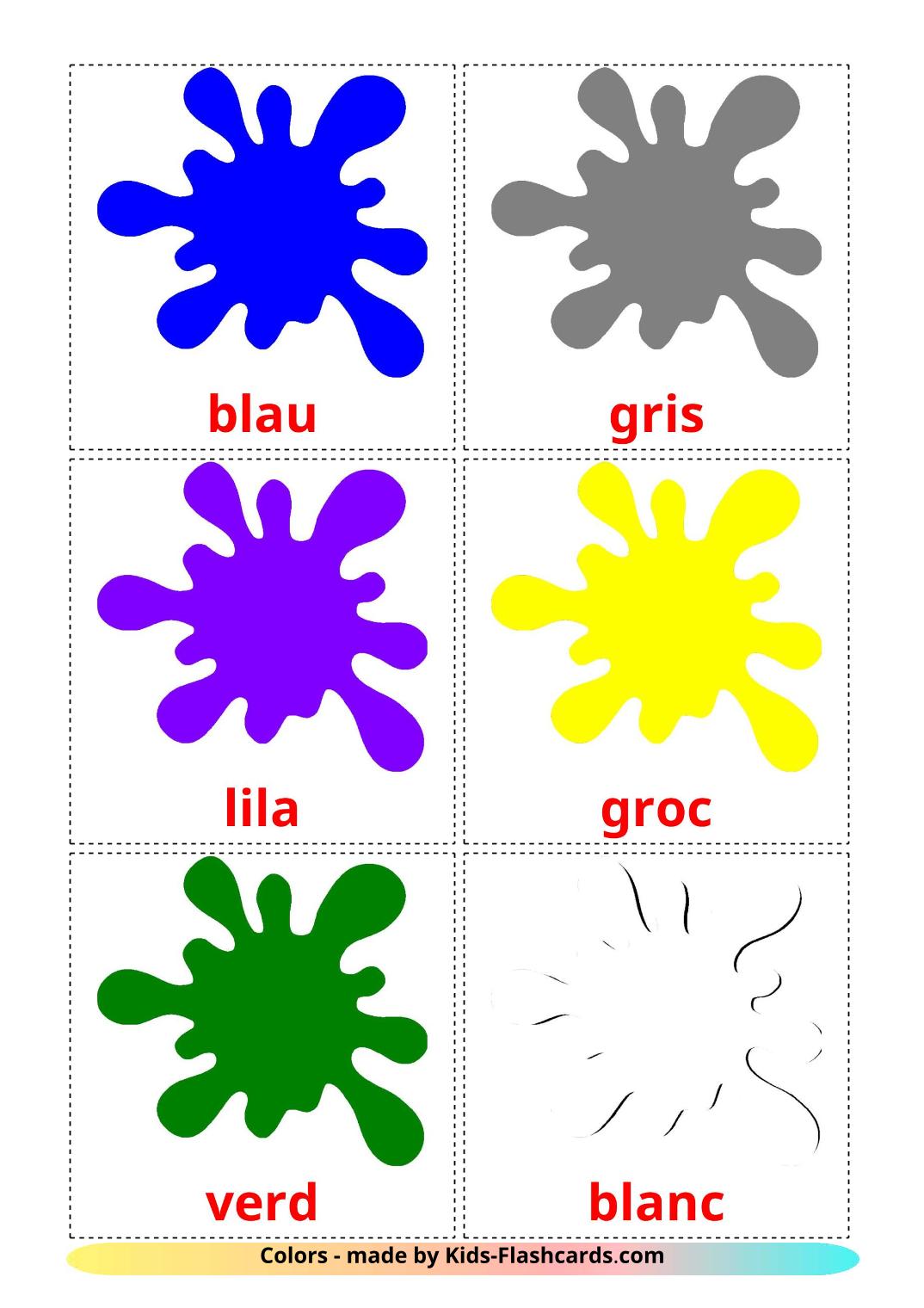 Base colors - 12 Free Printable catalan Flashcards 