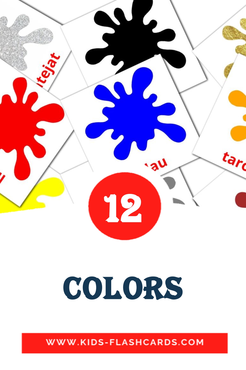 12 cartes illustrées de Colors pour la maternelle en catalan