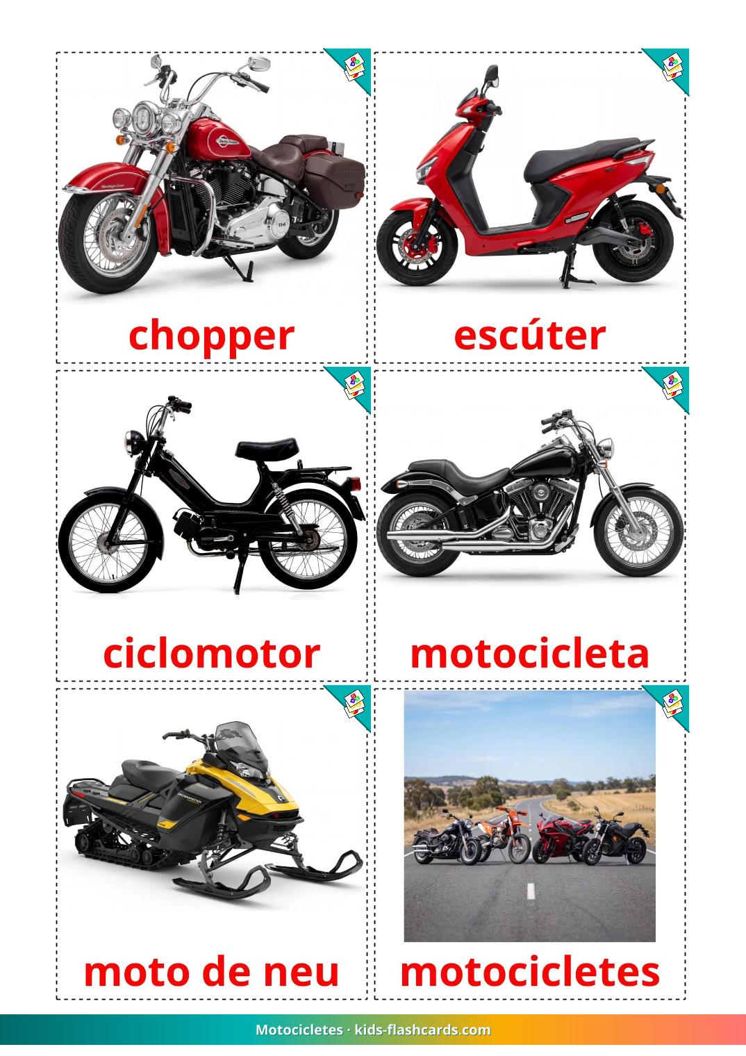 Motocicletas - 13 Flashcards catalãoes gratuitos para impressão