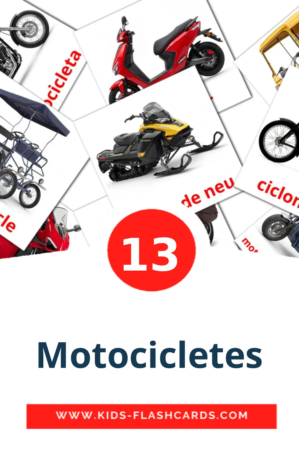 13 Cartões com Imagens de Motocicletes para Jardim de Infância em catalão