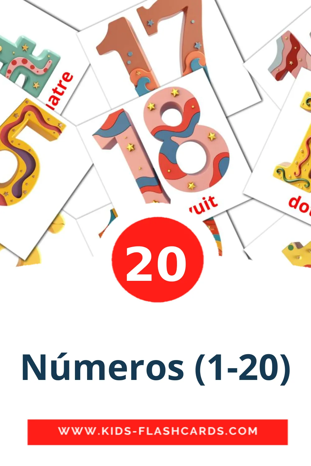 20 Números (1-20) Bildkarten für den Kindergarten auf Katalanisch