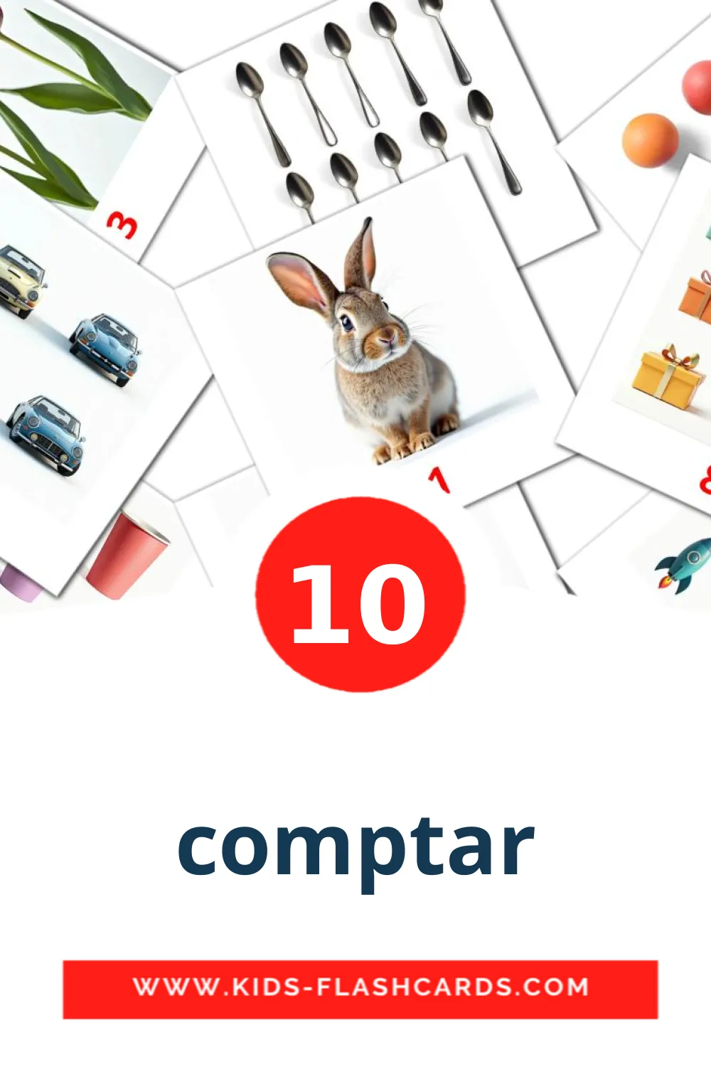 10 Cartões com Imagens de comptar para Jardim de Infância em catalão