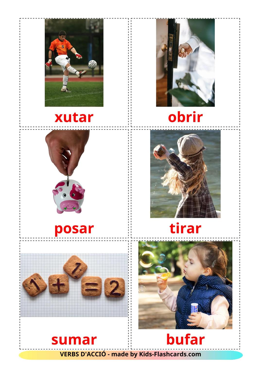 Action verbs - 52 Free Printable catalan Flashcards
