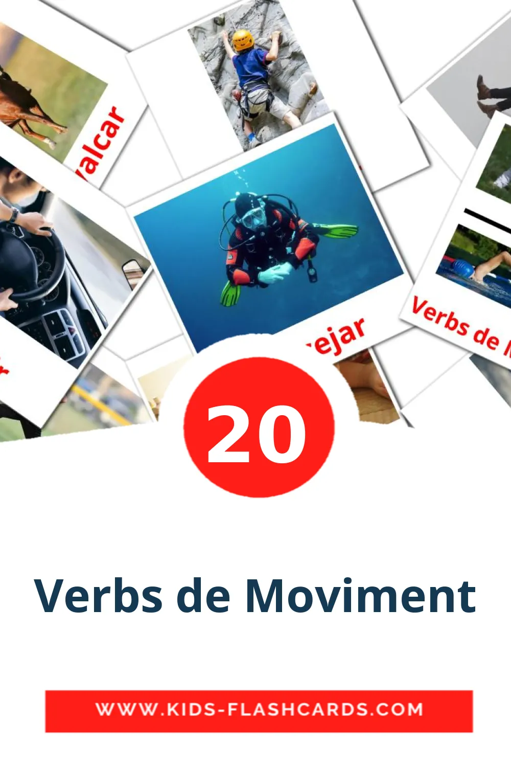 20 Verbs de Moviment Bildkarten für den Kindergarten auf Katalanisch