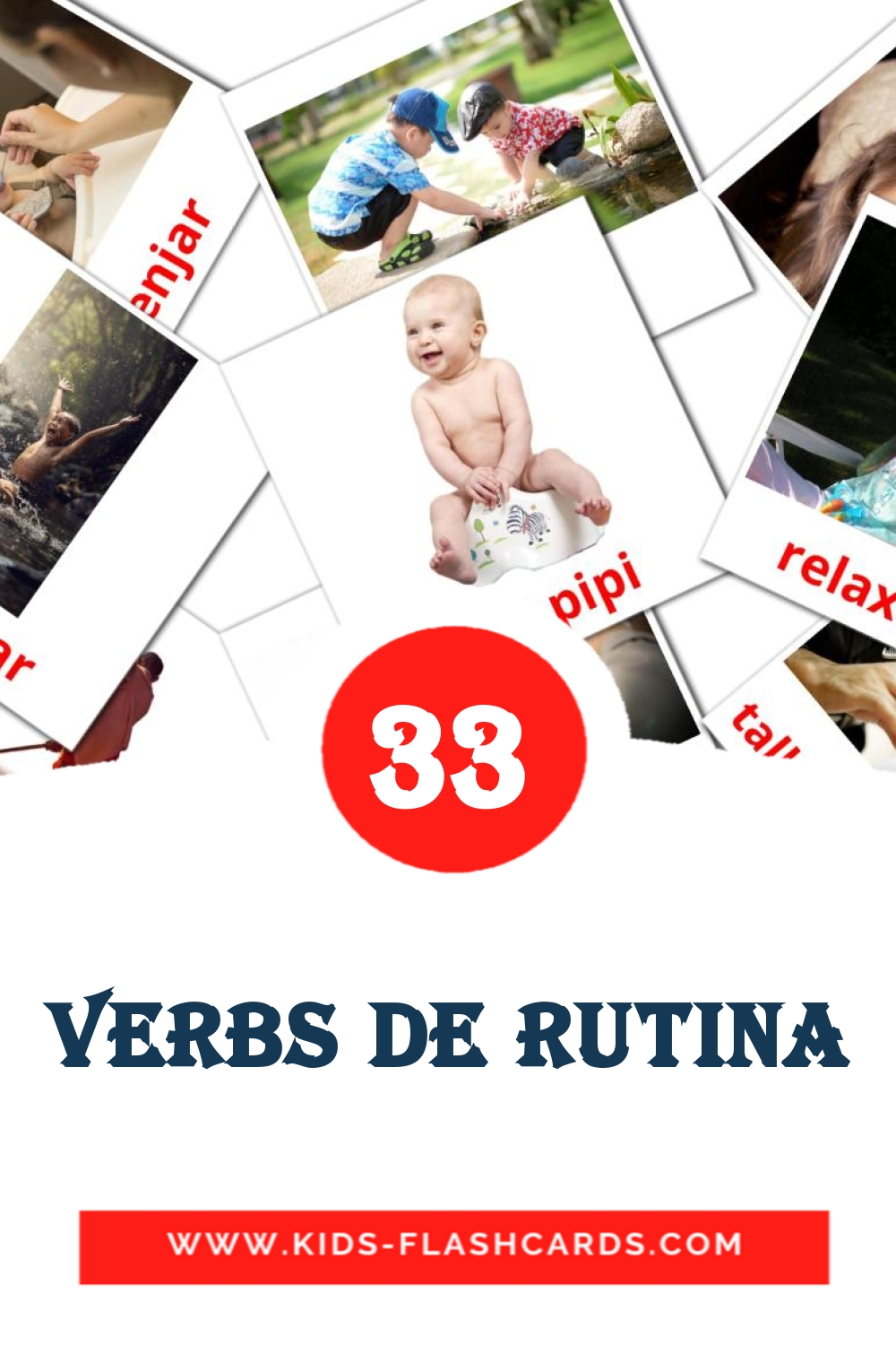 33 Verbs de rutina Picture Cards for Kindergarden in catalan