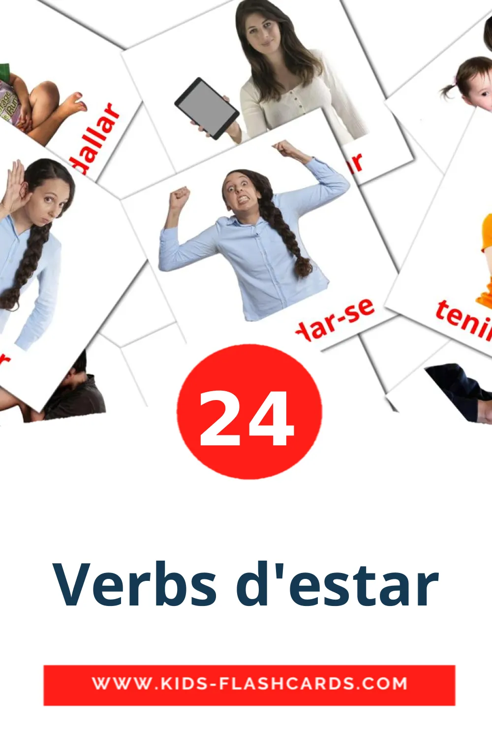 24 carte illustrate di Verbs d'estar per la scuola materna in catalano