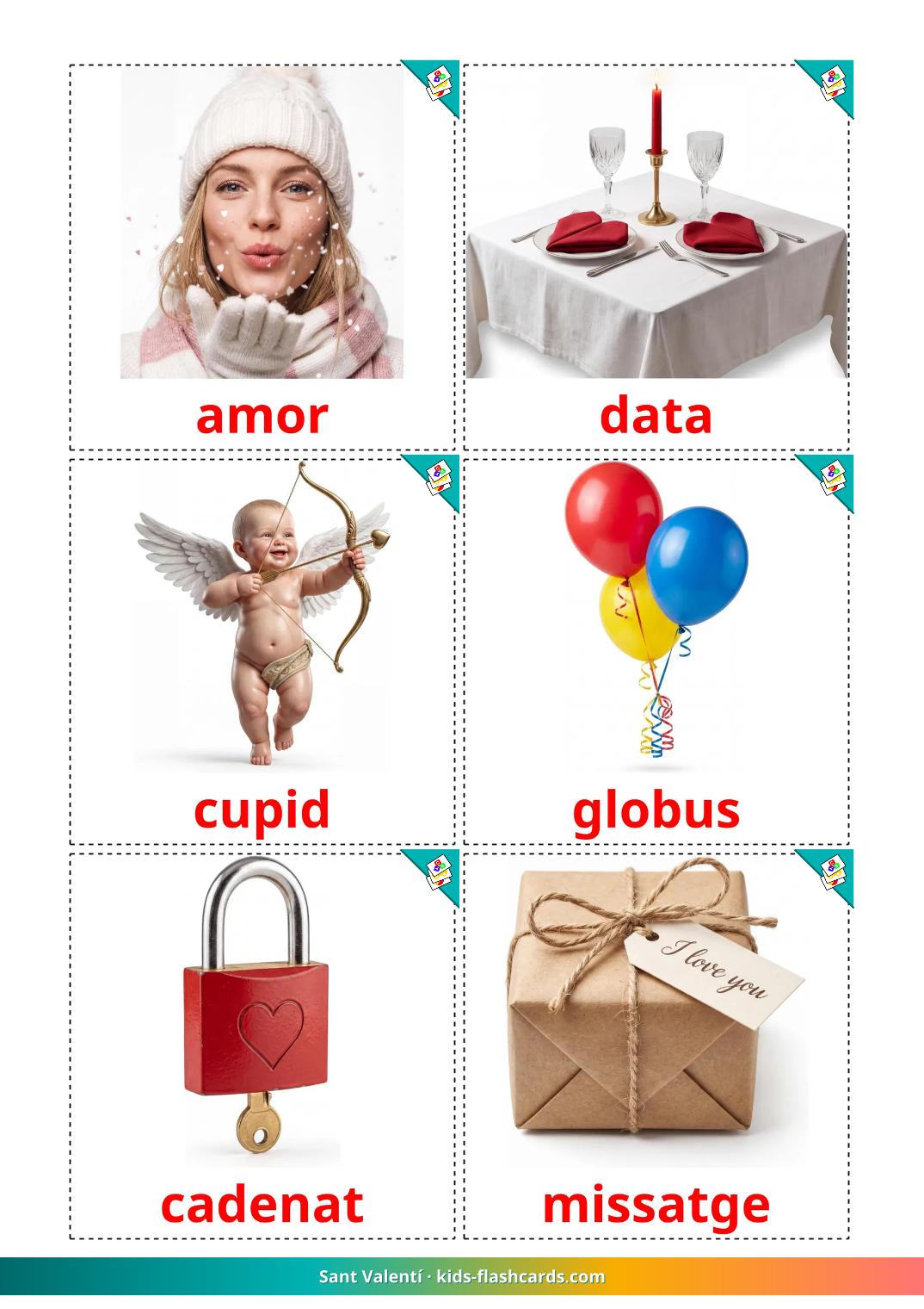 San Valentino - 19 flashcards catalano stampabili gratuitamente