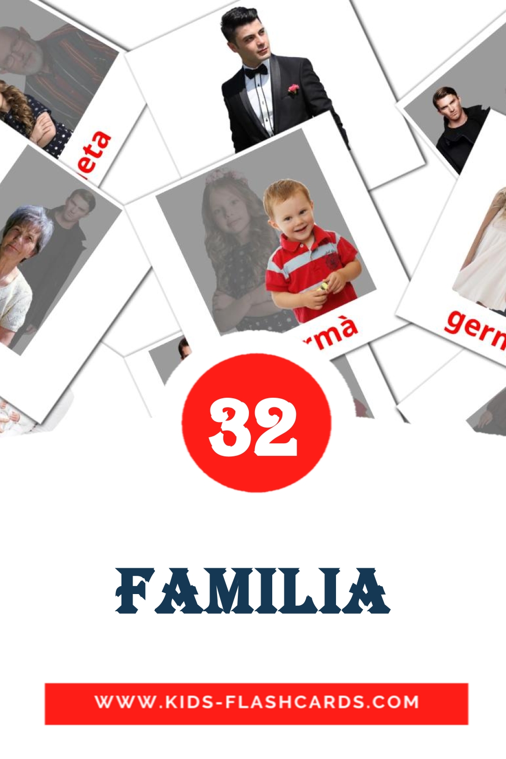 32 carte illustrate di Familia per la scuola materna in catalano