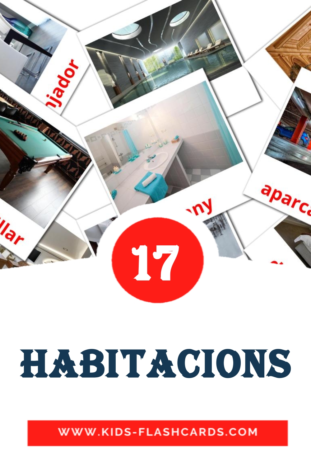 17 carte illustrate di Habitacions per la scuola materna in catalano