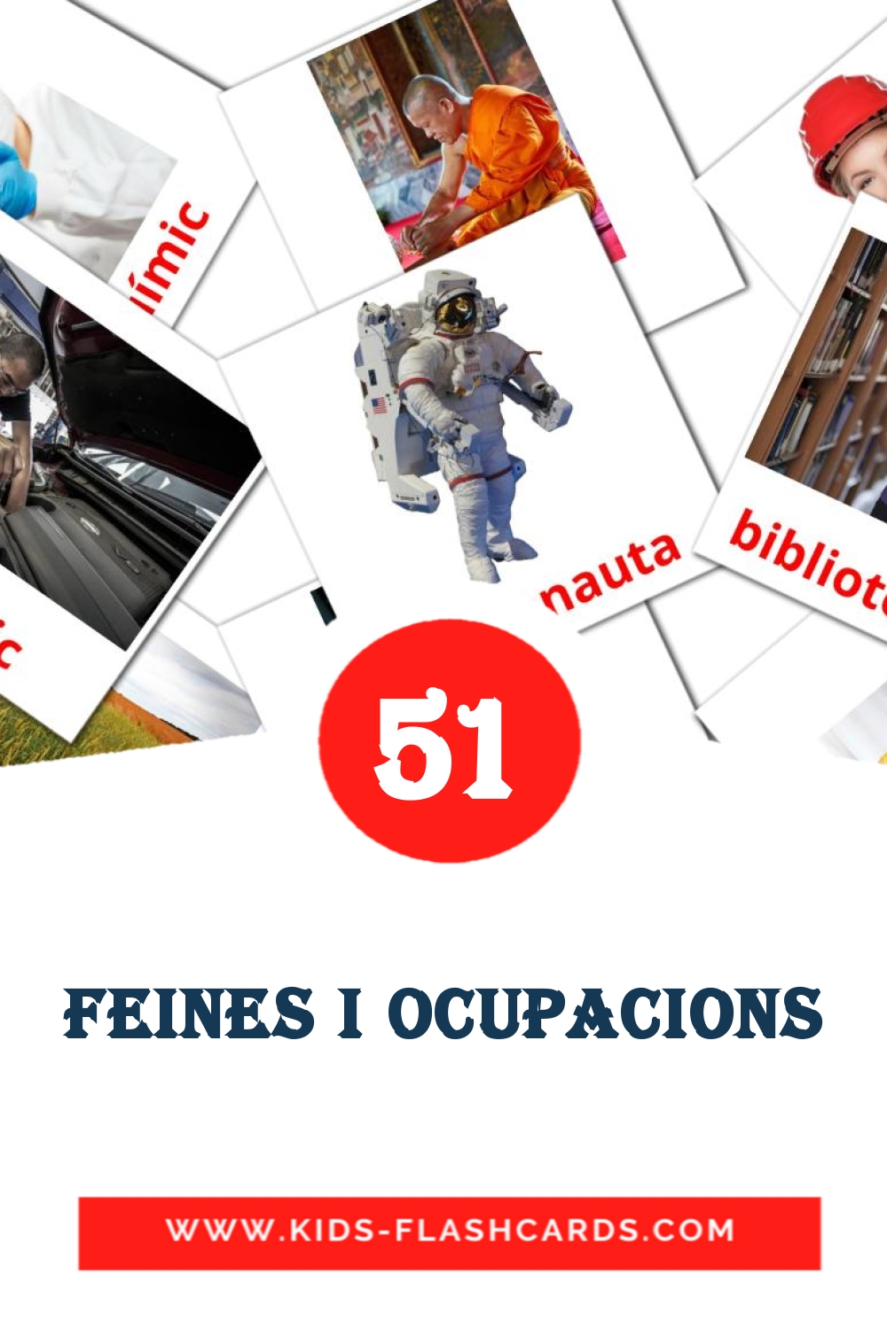 51 tarjetas didacticas de Feines i Ocupacions para el jardín de infancia en catalán