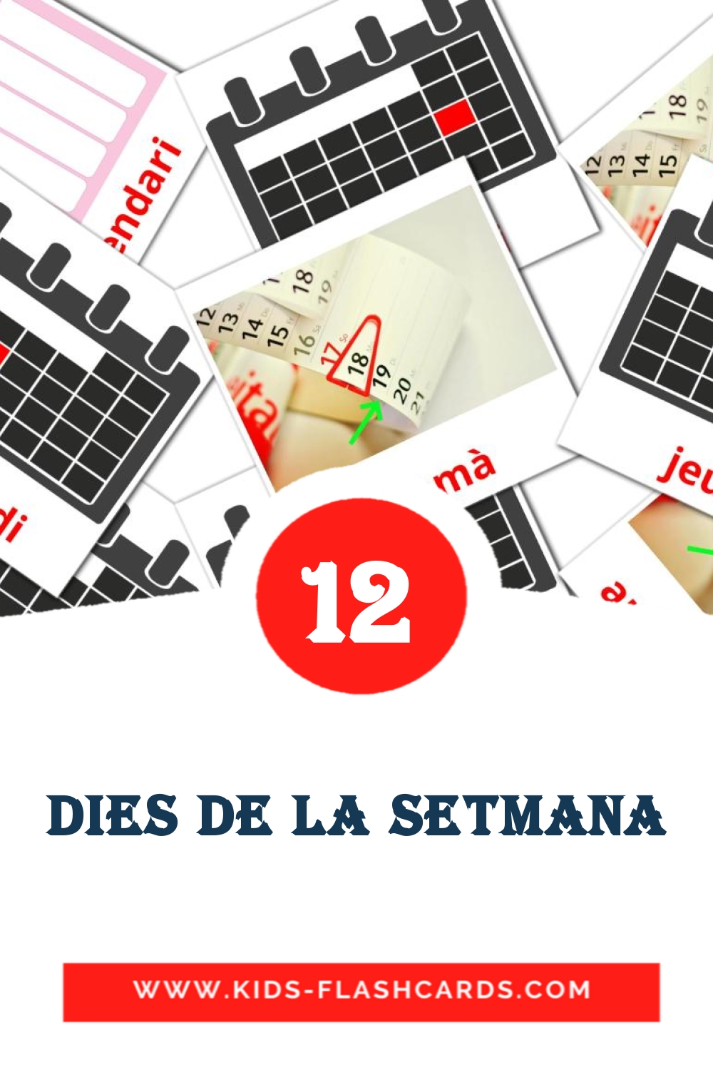 12 cartes illustrées de Dies de la setmana pour la maternelle en catalan