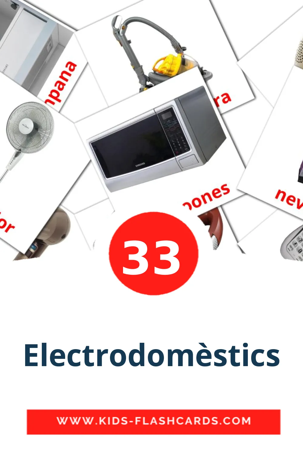 33 Electrodomèstics leerkaarten voor kleuters in het catalaans