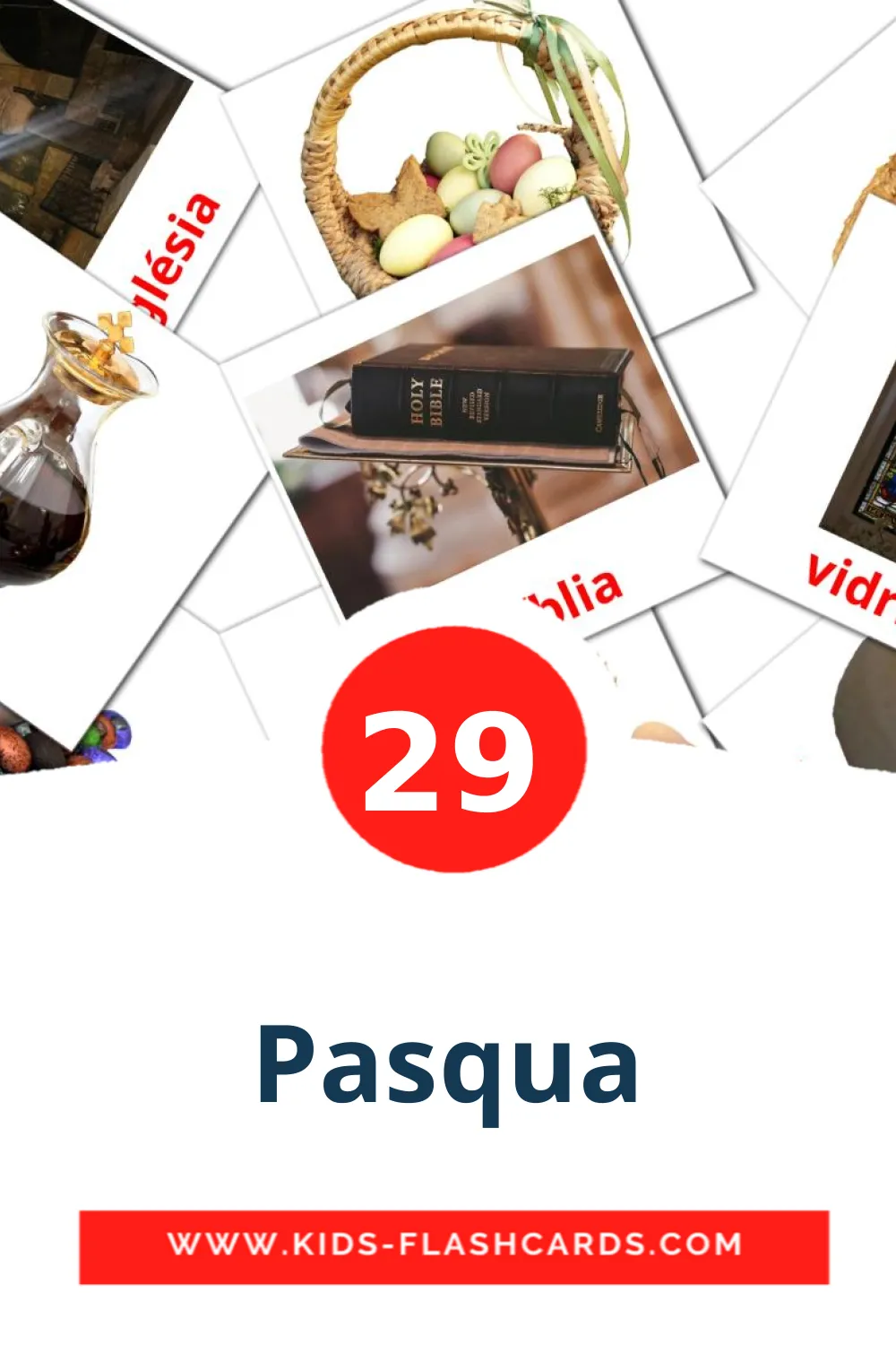 29 bildkort med Pasqua för barnträdgården på katalansk