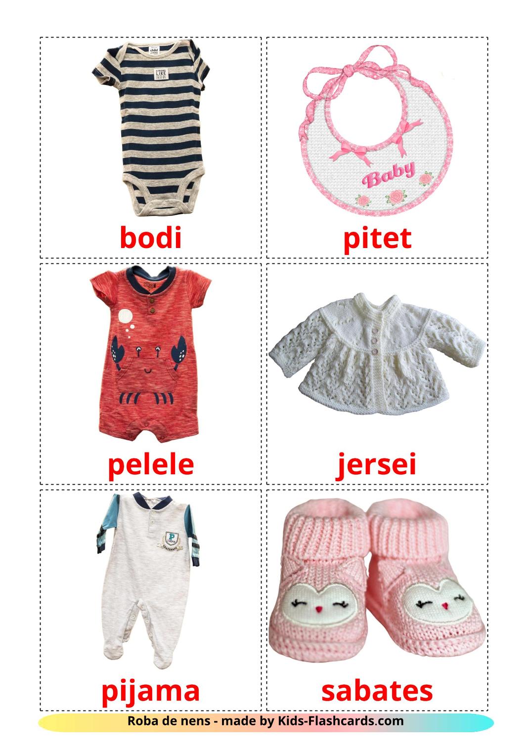 Baby clothes - 11 Free Printable catalan Flashcards 