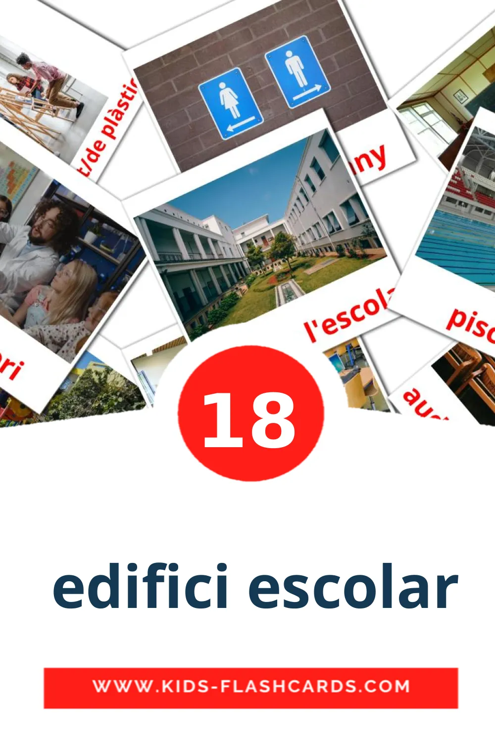 18 tarjetas didacticas de  edifici escolar para el jardín de infancia en zweeds