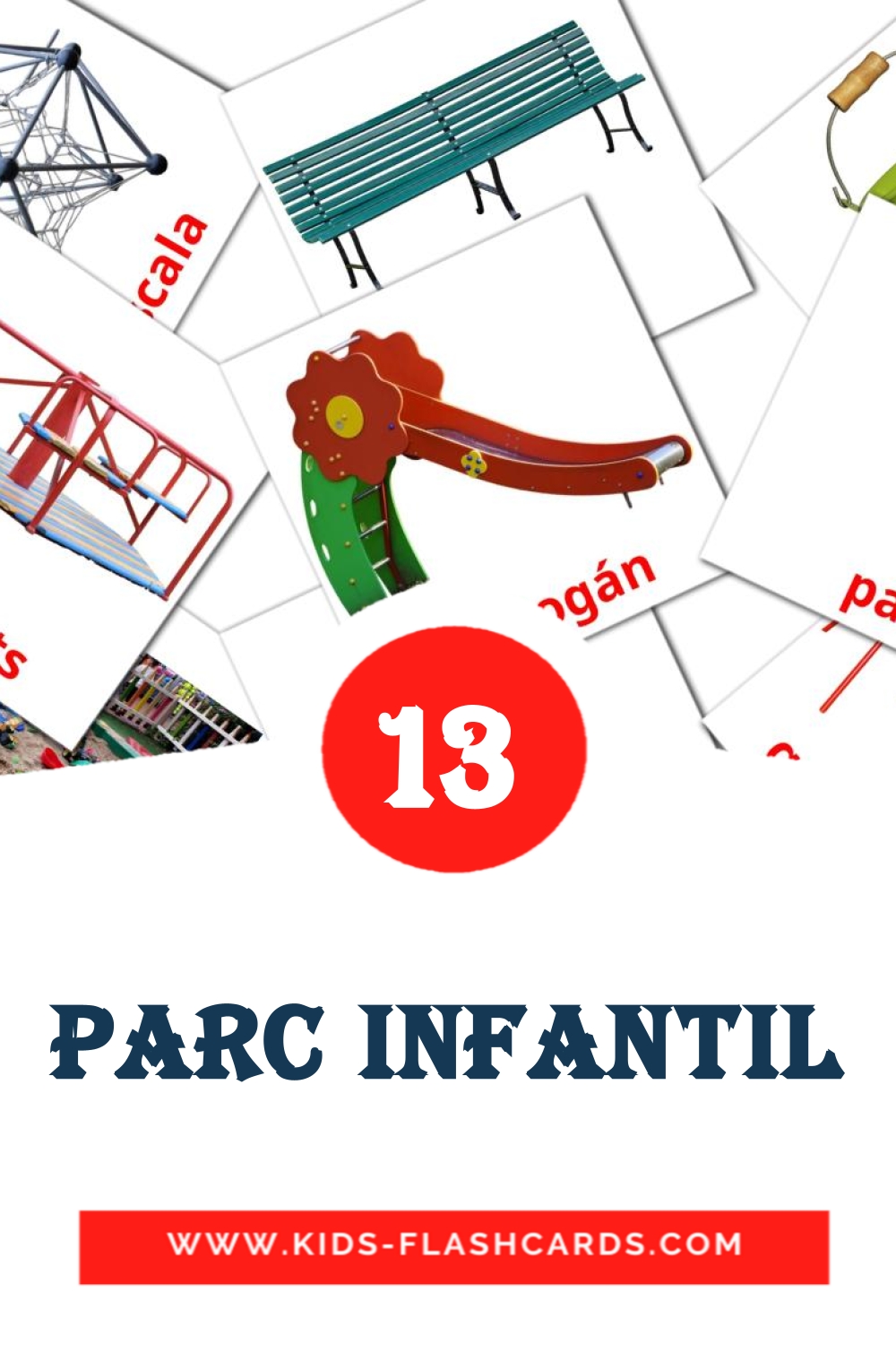 13 tarjetas didacticas de Parc Infantil para el jardín de infancia en catalán