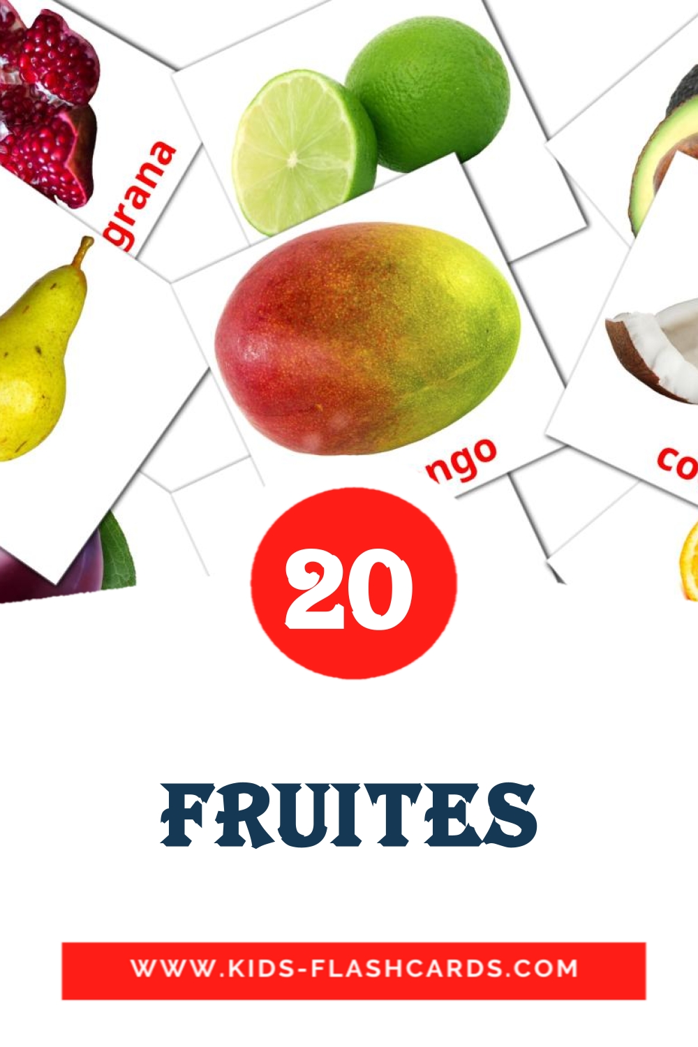 20 tarjetas didacticas de Fruites para el jardín de infancia en catalán