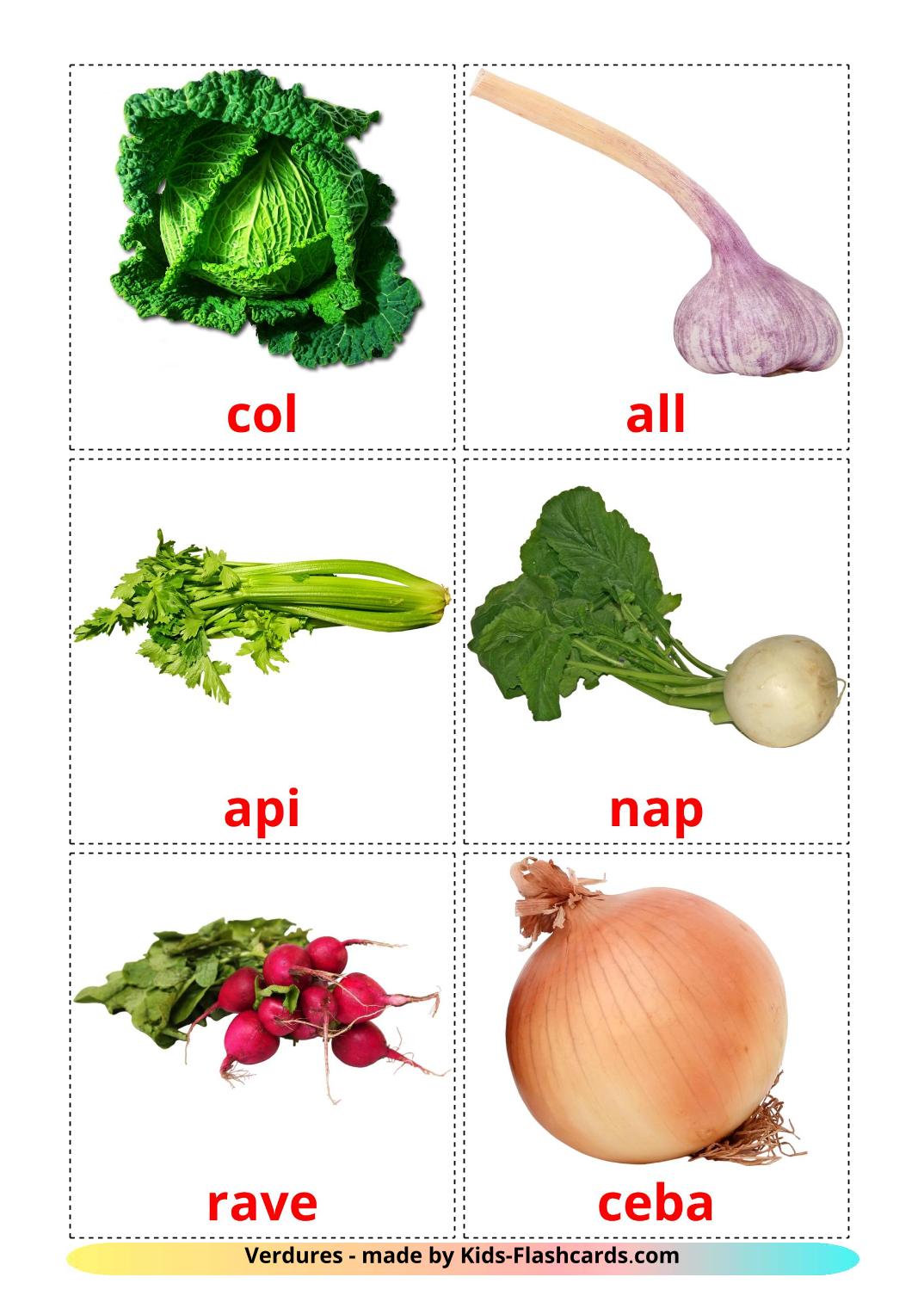 Vegetables - 29 Free Printable catalan Flashcards 