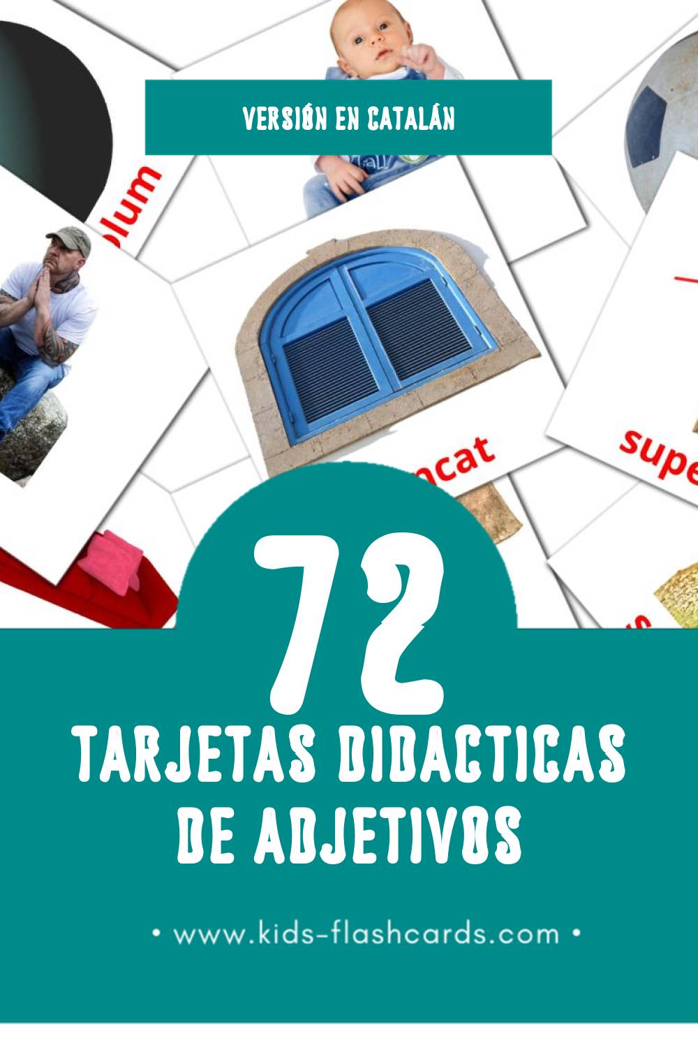 Tarjetas visuales de Adjectius para niños pequeños (72 tarjetas en Catalán)