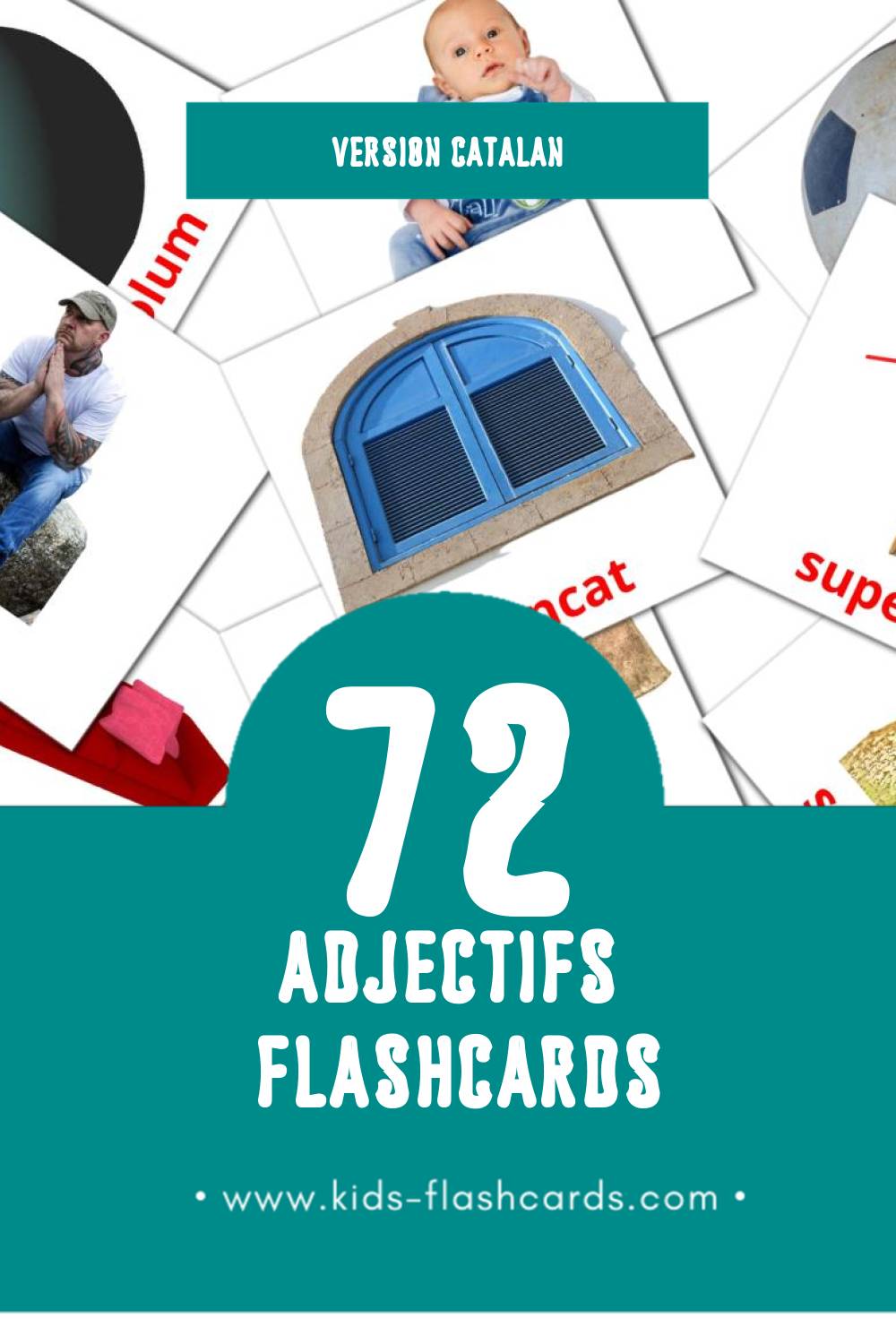 Flashcards Visual Adjectius pour les tout-petits (72 cartes en Catalan)