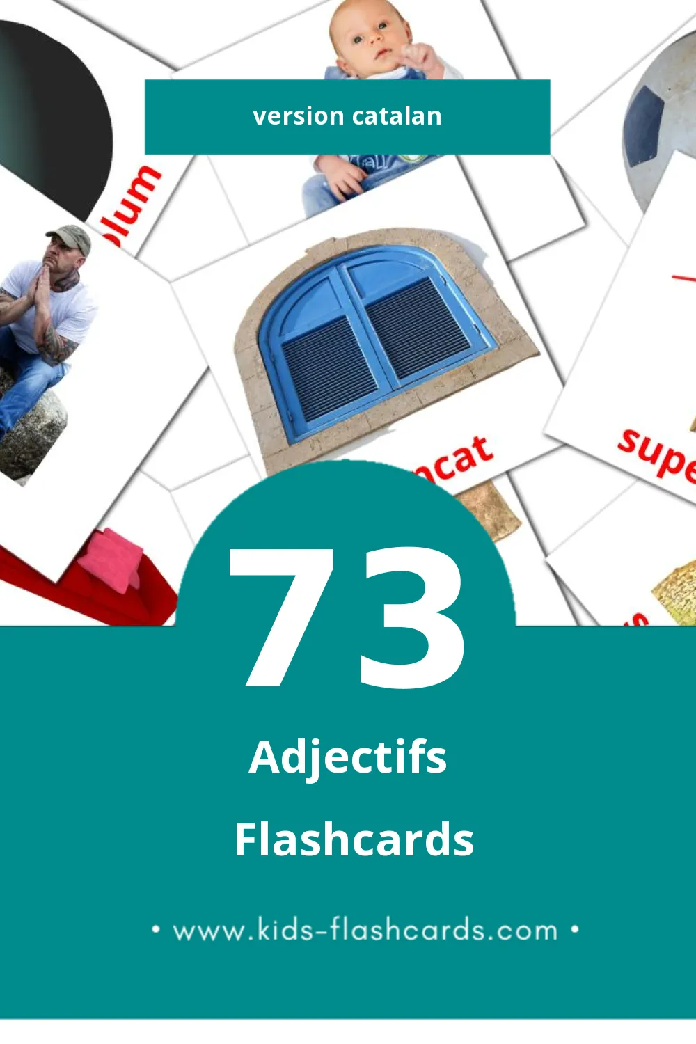 Flashcards Visual Adjectius pour les tout-petits (73 cartes en Catalan)