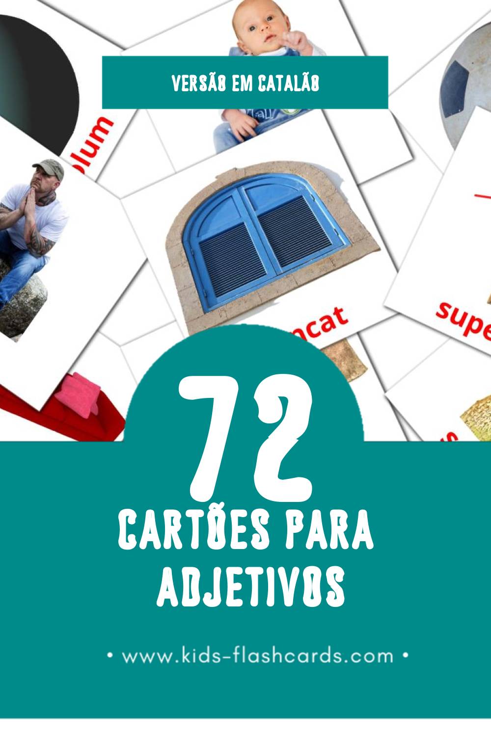 Flashcards de Adjectius Visuais para Toddlers (72 cartões em Catalão)