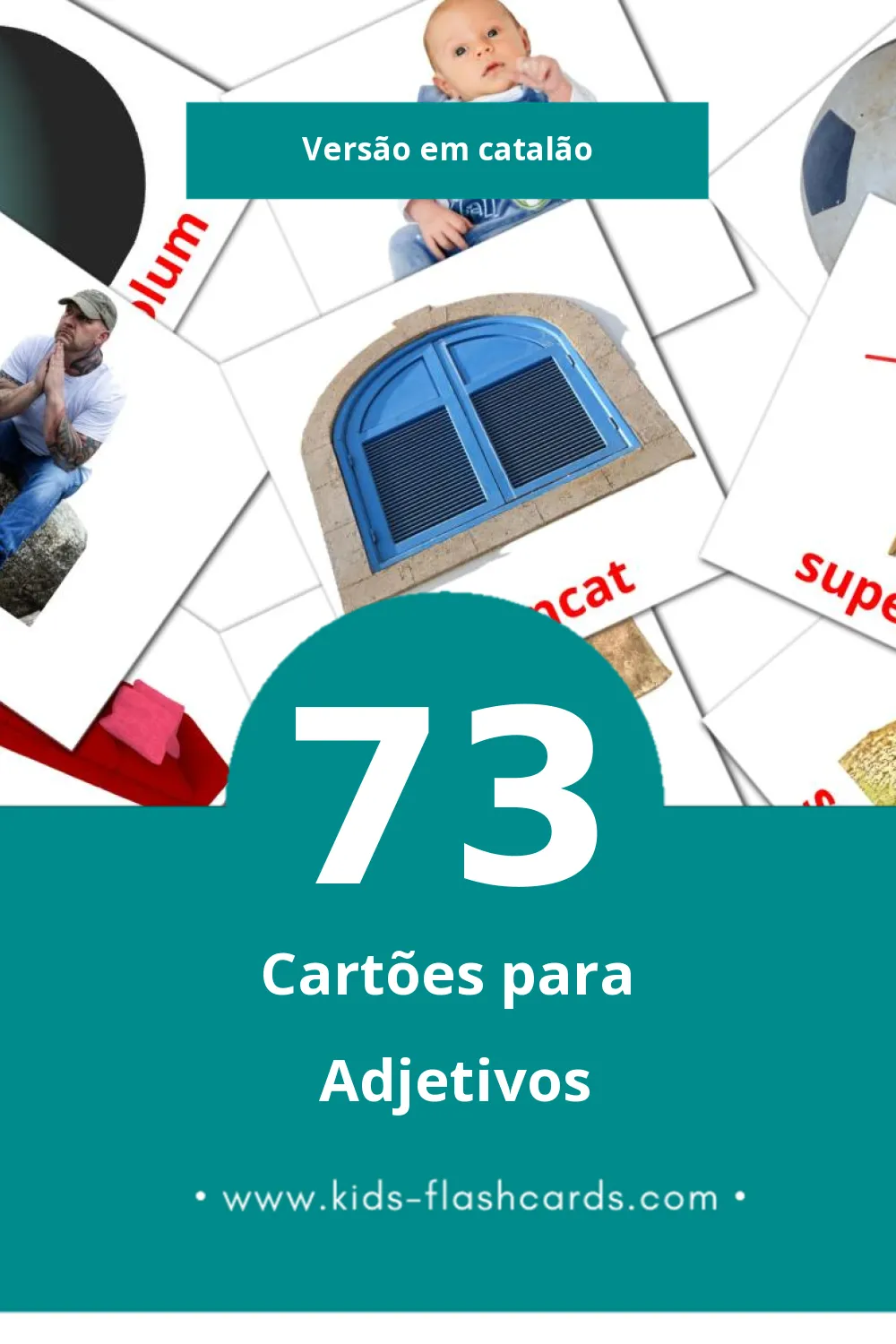 Flashcards de Adjectius Visuais para Toddlers (73 cartões em Catalão)