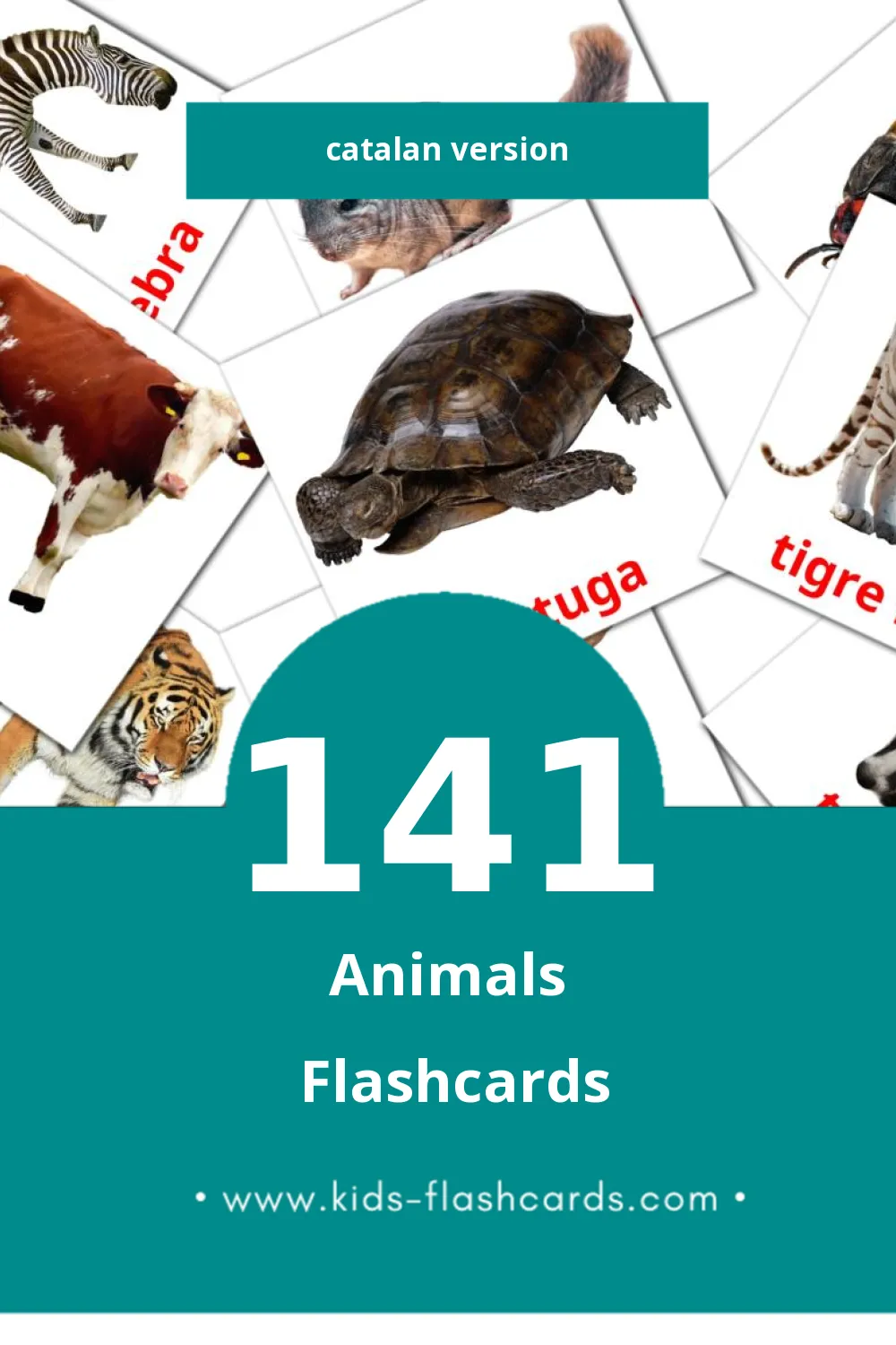 Visual Animals Flashcards for Toddlers (141 cards in Catalan)