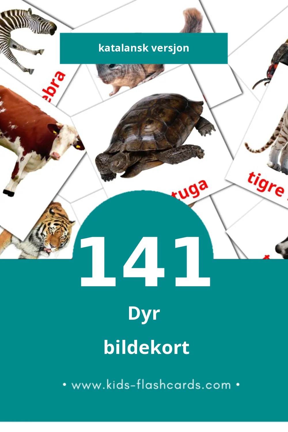 Visuelle Animals bildekort for småbarn (141 kort på Katalansk)