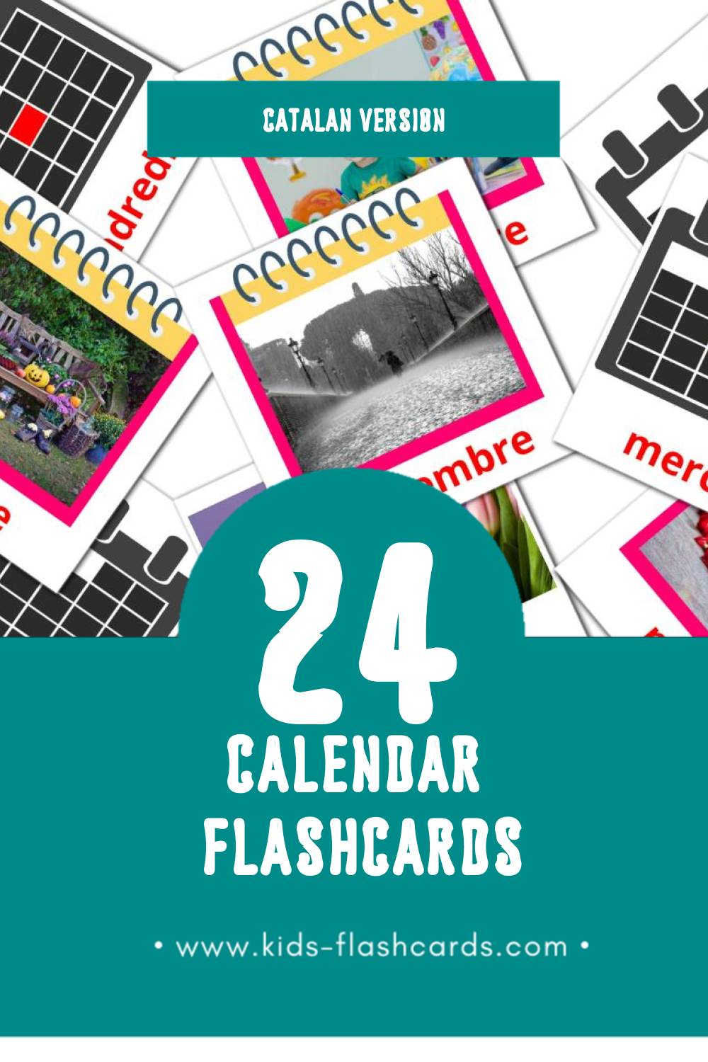 Visual Calendari Flashcards for Toddlers (24 cards in Catalan)