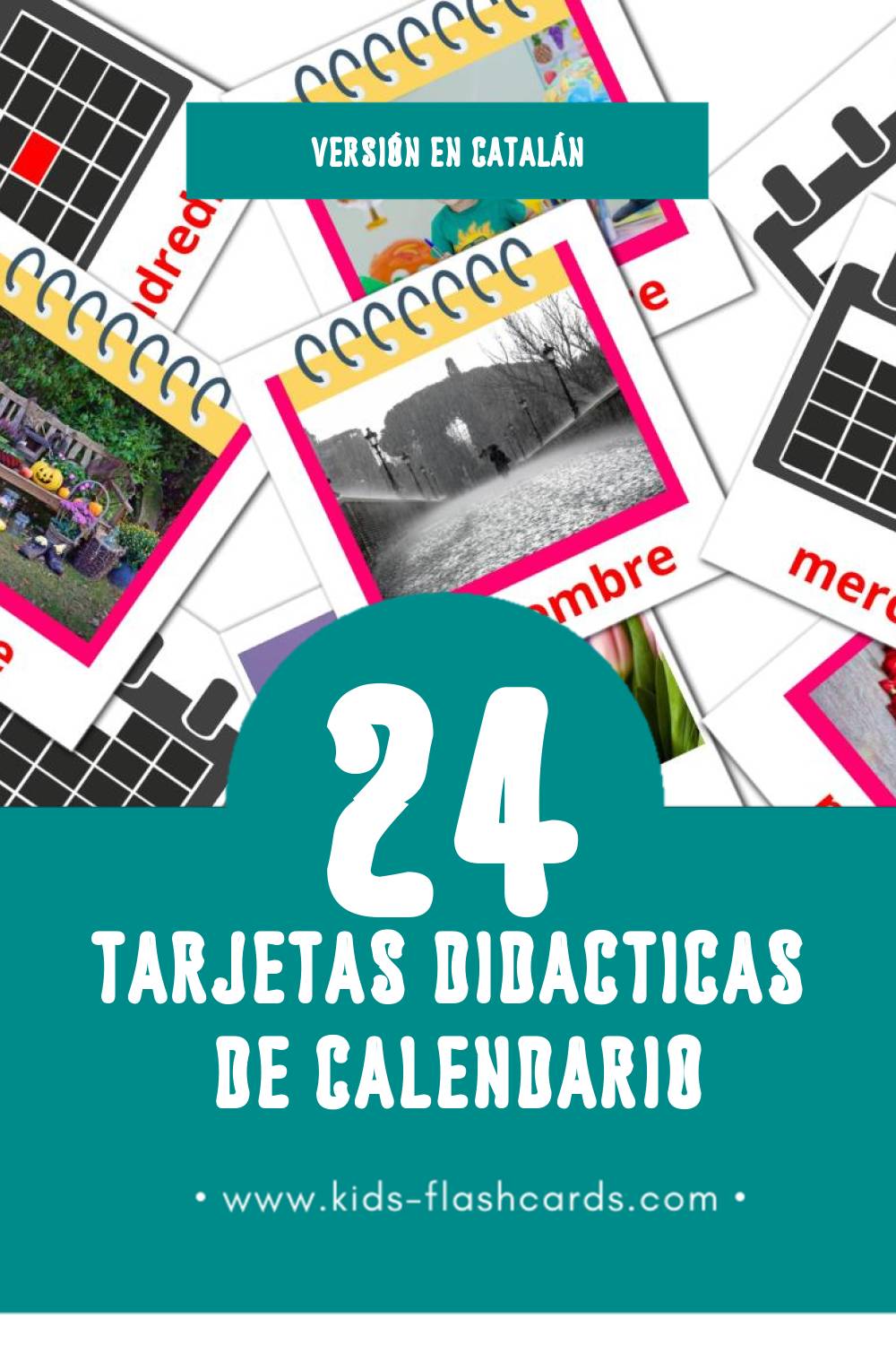 Tarjetas visuales de Calendari para niños pequeños (24 tarjetas en Catalán)