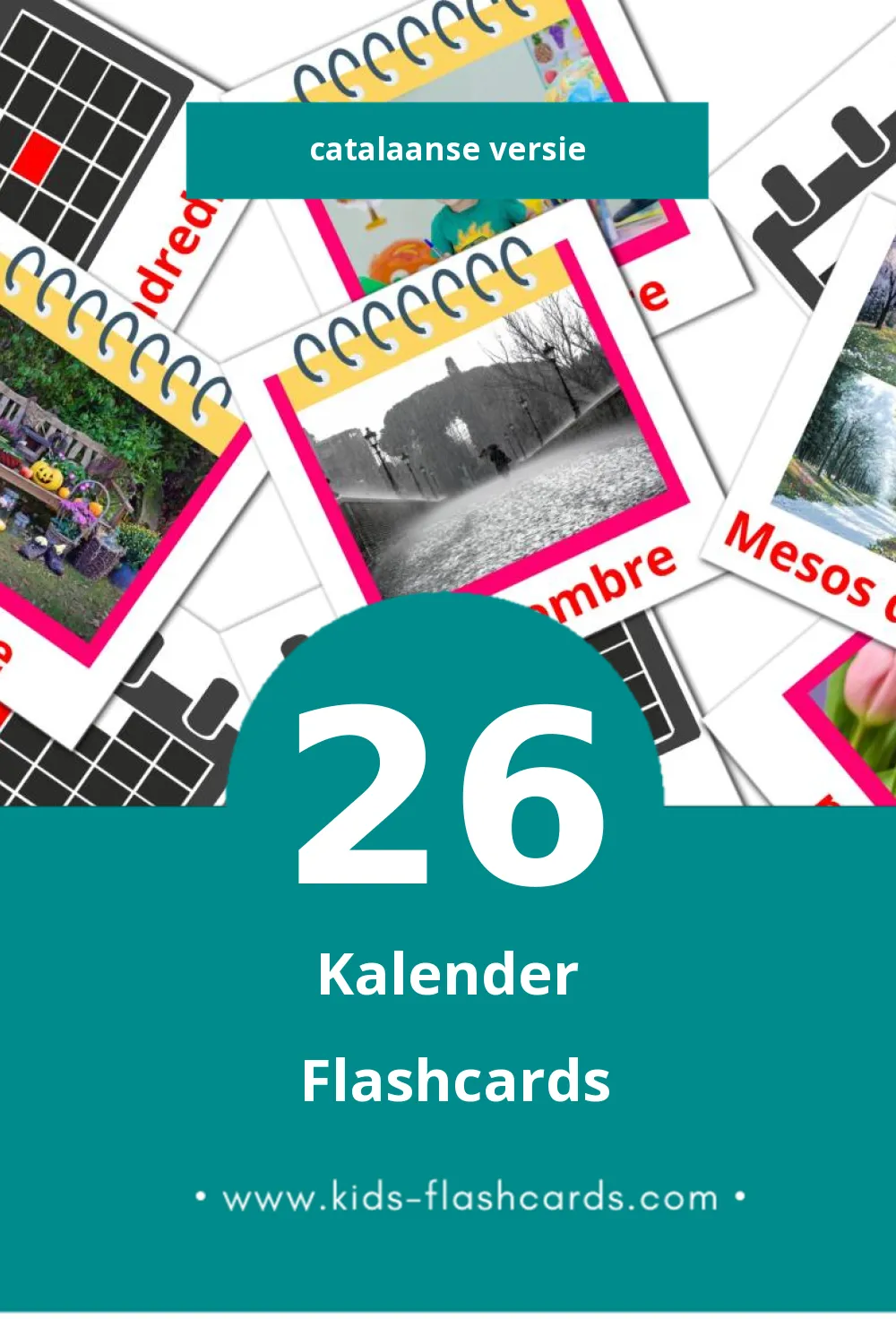 Visuele Calendari Flashcards voor Kleuters (26 kaarten in het Catalaans)